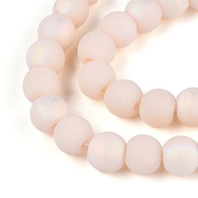 Frosted Opaque Glass Beads Strands GLAA-T032-P6mm-MBB09-1