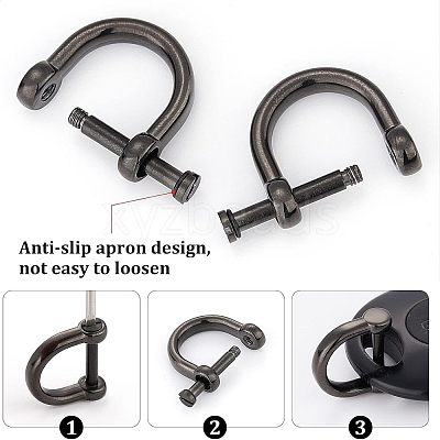 2Pcs 304 Stainless Steel D-Ring Anchor Shackle Clasps STAS-CA0001-56B-1