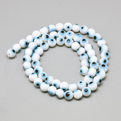 Handmade Lampwork Evil Eye Beads Strands X-LAMP-R140-4mm-01-1