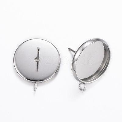Non-Tarnish 304 Stainless Steel Stud Earring Settings STAS-H380-A-13P-1