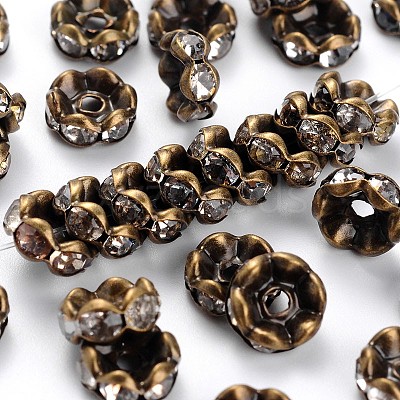 Brass Rhinestone Rondelle Space Beads RB-H035-26-1