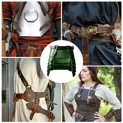 Medieval Viking PU Leather Belt Skirt AJEW-WH20077-031C-1