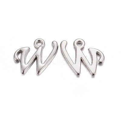 Platinum Plated Alloy Letter Pendants PALLOY-J718-01P-W-1