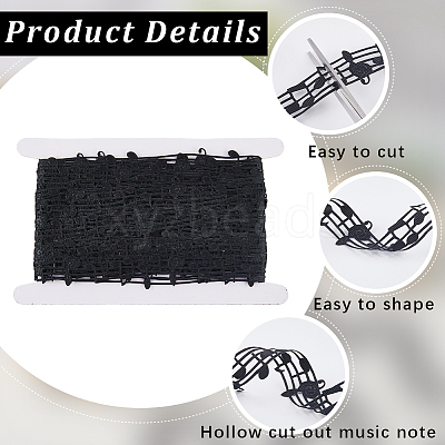 20 Yards Polyester Musical Note Lace Trim Ribbon OCOR-GF0004-44B-1