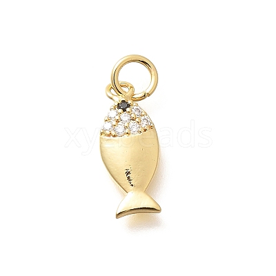 Brass Micro Pave Clear Cubic Zirconia Pendants KK-Q040-07B-G-1