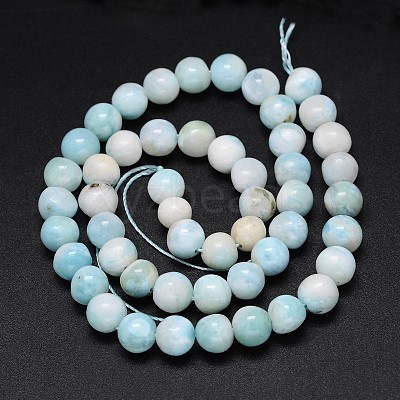 Natural Larimar Round Beads Strands G-O087-10-10mm-1
