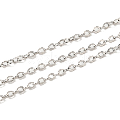Anti-Tarnish Rhodium Plated 925 Sterling Silver Flat Cable Chains STER-F052-04P-04-1