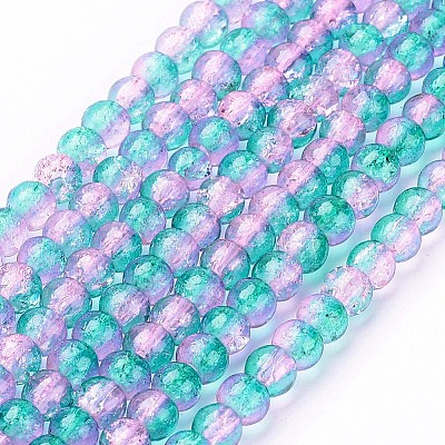 Spray Painted Crackle Glass Beads Strands CCG-Q002-4mm-06-1