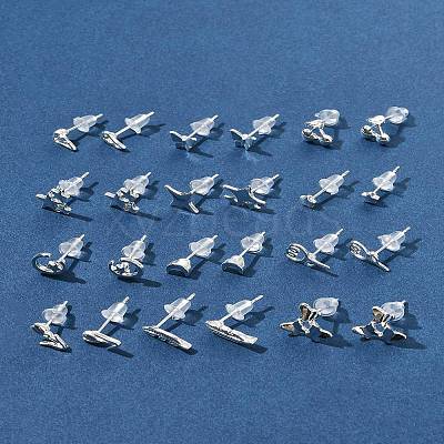 2 Pairs Alloy Stud Earrings for Women EJEW-FS0001-27B-1