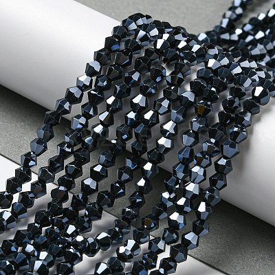 Transparent Electroplate Glass Beads Strands GLAA-F029-2mm-C02-1