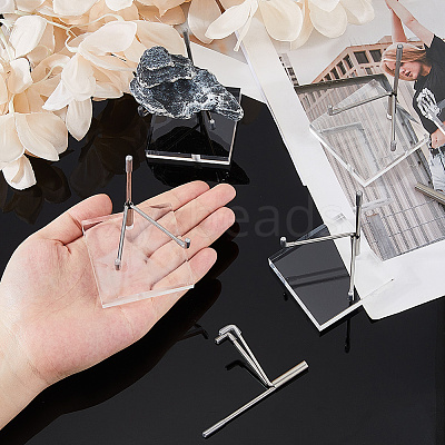 Stainless Steel Crystal Ball Display Holder with Square Clear Acrylic Bases LS-AJEW-WH0695-152P-B-1