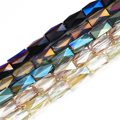 Electroplate Transparent Glass Beads Strands EGLA-N002-14-B-1