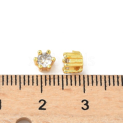 Brass Micro Pave Cubic Zirconia Beads KK-D386-09G-03-1