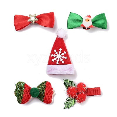 Christmas Theme Cloth Felt Fabric Alligator Hair Clip OHAR-R100-01D-1