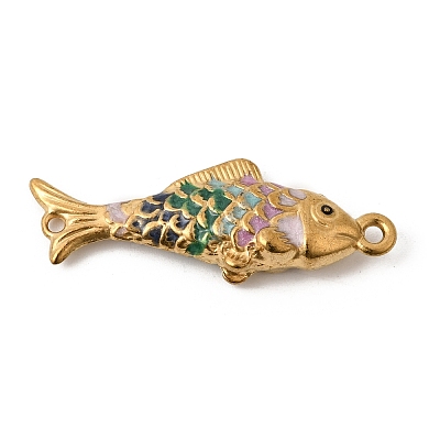 304 Stainless Steel Enamel Fish Connector Charms STAS-B128-55G-05-1