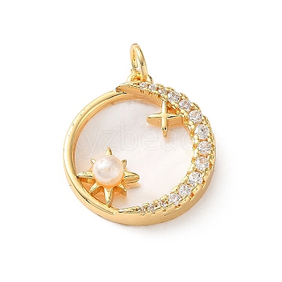 Brass Micro Pave Clear Cubic Zirconia Pendants CU-CBA03AF-04A-G-1