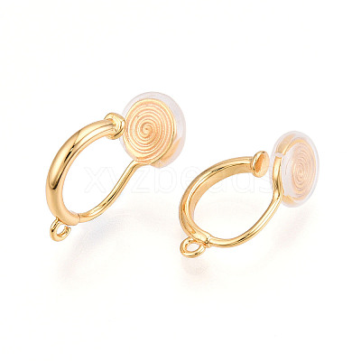 Brass Micro Pave Cubic Zirconia Clip-on Earring Findings KK-N261-122C-G-1