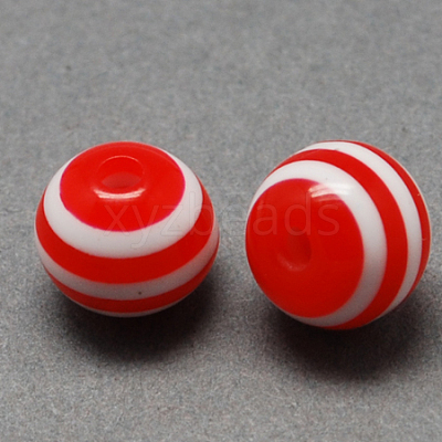 Round Striped Resin Beads X-RESI-R158-12mm-M-1
