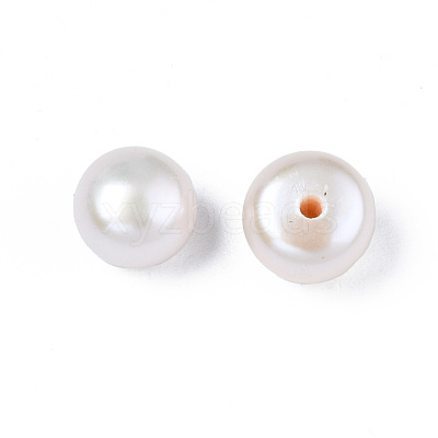 Half Drilled Natural Cultured Freshwater Pearl Beads PEAR-N020-02A-1