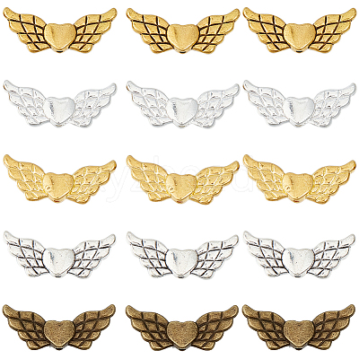 150Pcs 5 Colors Tibetan Style Alloy Angeltee Beads FIND-SC0009-30-1