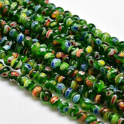 Round Millefiori Glass Beads Strands LK-P001-10-1