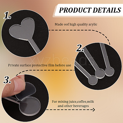 30Pcs 3 Style Transparent Acrylic Stirring Rods TACR-NB0001-30B-1