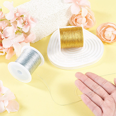 2 Rolls 2 Colors 3-Ply Round PET Metallic Thread MCOR-TA0001-03A-1