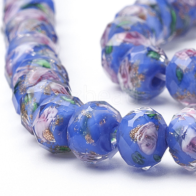 Handmade Gold Sand Lampwork Beads Strands LAMP-R141-8mm-05-1