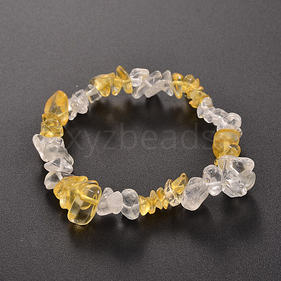 Chips Citrine(Dyed & Heated) Beaded Stretch Bracelets BJEW-JB01825-05-1