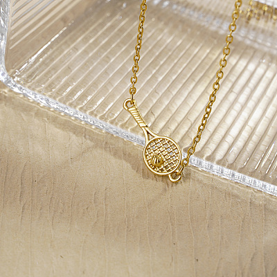 Unique Stainless Steel Tennis Racket Pendant Necklaces for Women QA5150-1-1