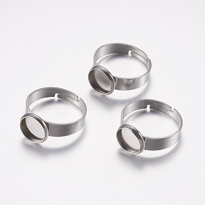 Tarnish Resistant Adjustable 304 Stainless Steel Finger Rings Components STAS-I097-037A-P-1