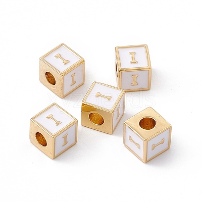 Rack Plating Brass Enamel Beads KK-B060-04G-04I-1