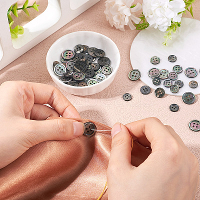 60Pcs 3 Styles Natural Black Lip Shell Buttons BUTT-TA0001-25-1
