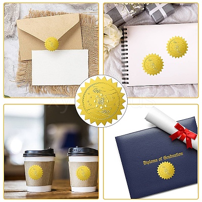 12 Sheets Self Adhesive Gold Foil Embossed Stickers DIY-WH0451-050-1