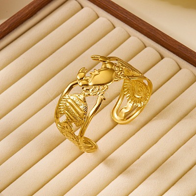 Ocean Theme 304 Stainless Steel Cuff Bangles for Women BJEW-Z171-01G-01-1