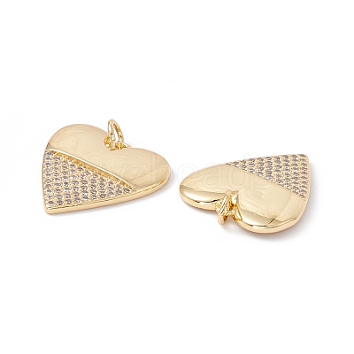 Rack Plating Brass Micro Pave Clear Cubic Zirconia Pendants ZIRC-C040-18G-1