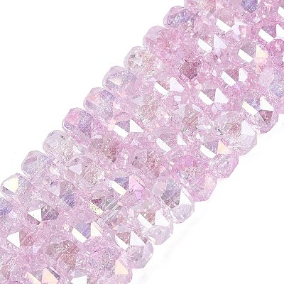 Electroplate Transparent Crackle Glass Beads Strands EGLA-Q135-01A-B05-1