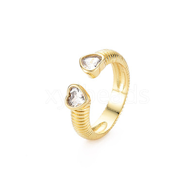 Brass Micro Pave Cubic Zirconia Cuff Rings RJEW-S045-155G-1