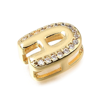 26Pcs 26 Styles Brass Micro Pave Clear Cubic Zirconia Initial Spacer Bars KK-E802-34G-1