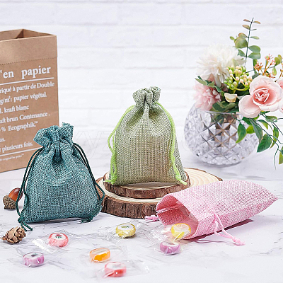 Burlap Packing Pouches Drawstring Bags ABAG-BC0001-15-1
