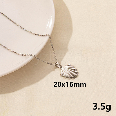 304 Stainless Steel Shell Shape Pendant Necklaces JQ3185-5-1