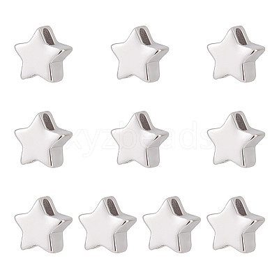 10Pcs Rhodium Plated 925 Sterling Silver Beads FIND-GO0002-59-1