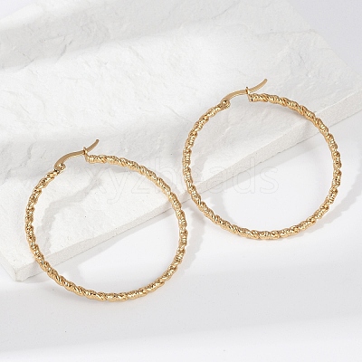 Ion Plating(IP) 304 Stainless Steel Big Hoop Earrings EJEW-L215-16G-1