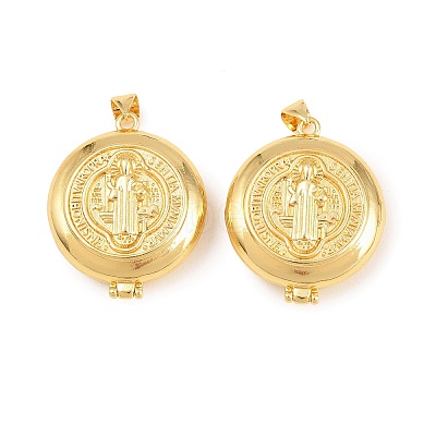 Religion Brass Locket Pendants KK-D232-21G-01-1