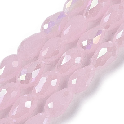 Opaque Solid Color Electroplate Glass Beads Strands EGLA-N013-J6mm-B01-1