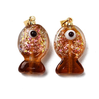 Handmade Dichroic Foil Lampwork Pendants DICH-G001-01G-02-1