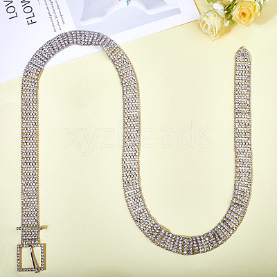 Alloy Full Crystal Rhinestone 5-Row Chain Belts AJEW-WH20019-49P-1