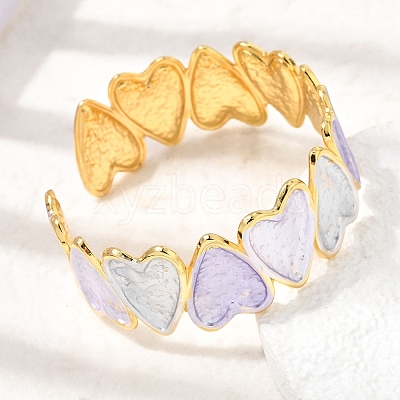 304 Stainless Steel Enamel Heart Open Cuff Bangles for Women SA-CBA1A30-01B-G-1
