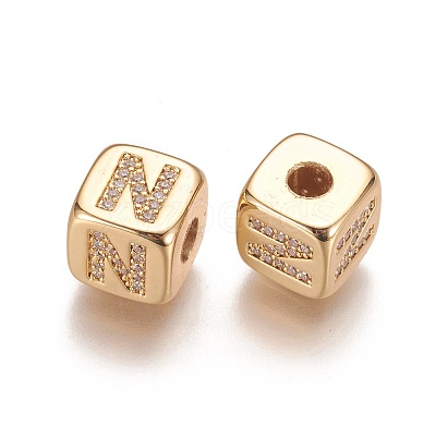 Brass Micro Pave Cubic Zirconia Beads KK-K238-16G-N-1