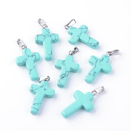 Synthetic Turquoise Pendants G-J354-06-1